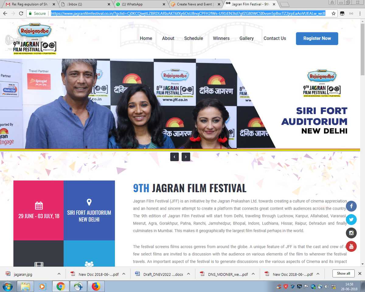 Invitation from organizer to Assamese films screened at  9th Jagran Film Festival