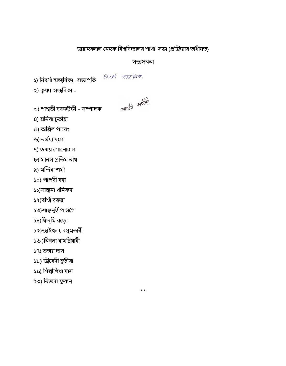Asam Sahitya Sabha -JNU 